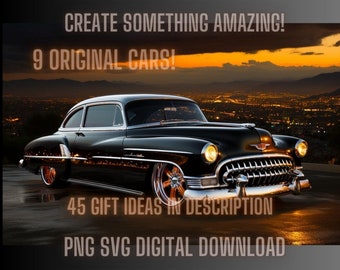 51 Chevy Coupe PNG Bundle, Classic Lowrider Print (Digital Download)