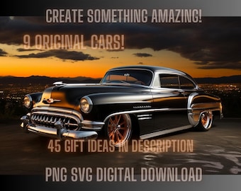 Classic 51 Chevy Coupe PNG Bundle, Lowrider Wall Art (Digital Download)