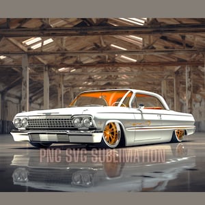 Vintage 64 Impala Lowrider PNG Digital Download for Car Guys & Dads (Digital, Car Guy, Gift) 5 Aspect Ratio Bundle 45 DIY Ideas Man Cave