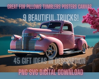 Pink 39 Chevy Hot Rod PNG Bundle, Lowrider Poster (Digital Download)