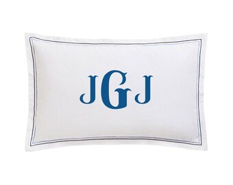 Personalisiertes Monogramm 400 Baumwollsatin Hotel Stitch in Mixture Tone Doppelstickerei Bordürenkissen Sham / Euro Sham (2er-Set)