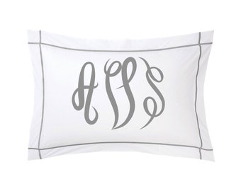 Personalisierte Monogramm 400 Baumwollsatin Hotel Stich Stickerei Bordüre Kissen Sham / Euro Sham (2er-Set)