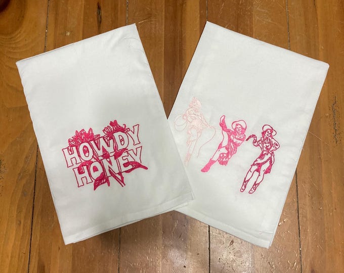 Retro Cowgirl Western Tea Towels