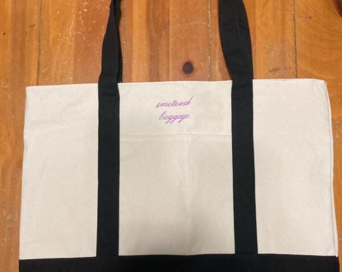 Funny Embroidered Canvas Boat Tote Bag