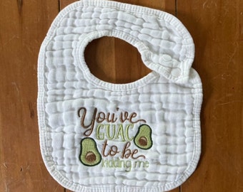 Punny Food Embroidered Baby Bib