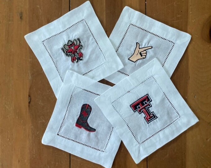 Embroidered Texas Tech Cocktail Napkins