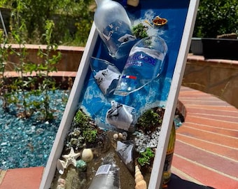Wall art broken bottle vodka grey goose alcohol bar decor bar wall art