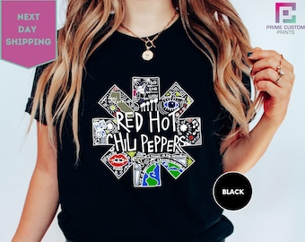 Red Hot Chili Peppers T-Shirt, Red Hot Chili Peppers Tour Shirt, Black Summer T-shirt, Rock Band Tee, RHCP Graphic Unisex Tee, Gift for her