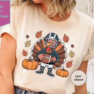 Fun Thanksgiving Turkey and Football Shirt, Comfort Colors Fall Sports Tee, Thanksgiving Football Tee, Thanksgiving Tee