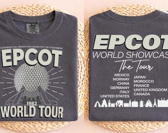 Vintage Epcot World Tour Comfort Colors Shirt, Disney Drink Around The World Tee, Disney Epcot 1982 Shirt, Epcot Tee