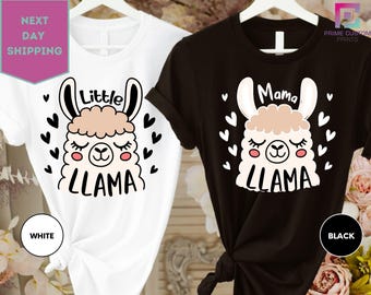 Little and Mama Shirts, Mama Llama Shirt, Baby Little Llama, Baby Shower Gift, Mom Daughter Matching Shirts, Mother Son