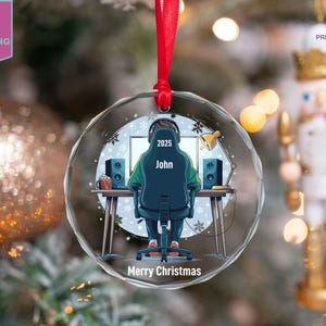 Personalized Gamer Ornament, Boy Playing Video Game Player Christmas, Gaming Ornament