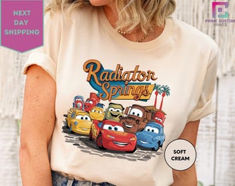 Retro Disney Cars Radiator Springs Shirt, Vintage Cars Road Lightning Mcqueen T-Shirt, Disney Cars Land Tee, Disneyland