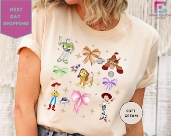 Coquette Toy Story Disney Shirt, Coquette Bow Disney Shirt, Disney Family Vacation Shirt, Woody Buzz Bullseye T-Rex
