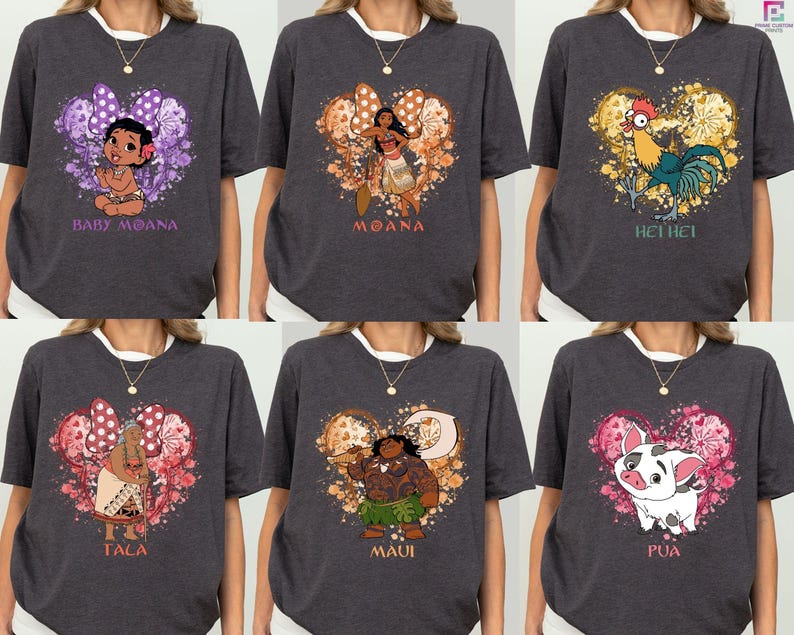 Disney Moana Family Shirt, Tala, Pua, Hei Hei, Maui And Baby Moana Shirt, Moana & Maui Shirt, Disneyland Group Vacation Sweatshirt image 2
