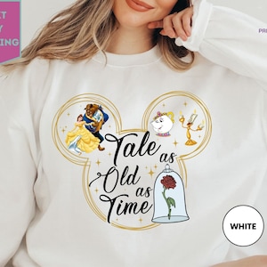 Vintage Tale as Old as Time Sweatshirt, Disney Princess Sweatshirt, Princess Belle Sweatshirt, Matching Disney Sweatshirt