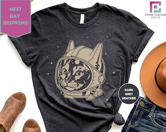 Cat Shirt, Outer Space Shirt, Cat Gift, Cat Art, Cat Astronaut Shirt, Space Kitten Science Gift TShirt