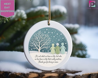 It's Not What We Have in Life, Gift Quote Modern Design, Heart Ceramic Ornament, Workmate Friendship Keepsake Ornament