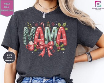 Christmas Mama Shirt, Mama Christmas Coquette Bow Shirt, Christmas Mama Shirt, Mama Claus Sweater, Christmas Mom Gift