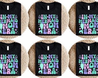 In My Mermaid Mom Era Shirt, Cute Mermaid Shirt, Mermaid Birthday Girl Gift, Retro Kids Shirt, Mama's Little Girl Shirt