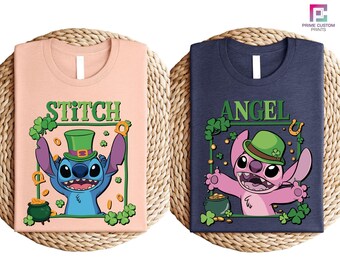 Maglietta Disney Stitch per San Patrizio, maglietta Lucky Stitch, maglietta Shamrock Stitch e Angel, magliette Green Day, maglietta Happy