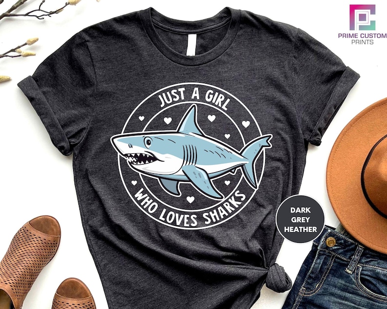 a t - shirt that says just a girl who loves sharks
