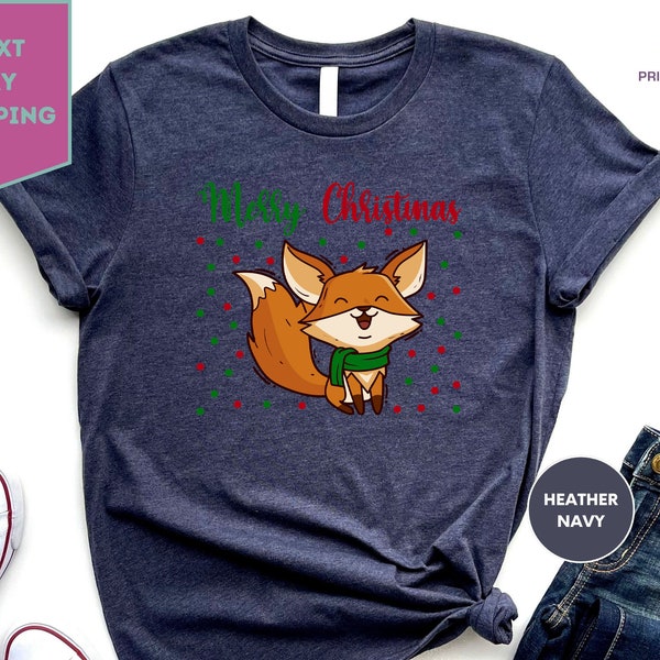 Christmas Tshirt Fuchs, Christmas Fox, Winter Shirt Boho Clothing, Tshirt Winter Motiv, Cottagecorestyle Shirt