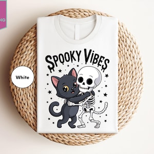 Black Cat Shirt, Halloween Cats Shirt, Spooky Season Shirt, Cat Skeleton Shirt, Halloween Shirt, Spooky Season Shirt