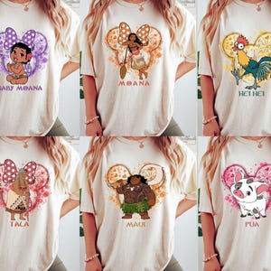 Disney Moana Family Shirt, Tala, Pua, Hei Hei, Maui And Baby Moana Shirt, Moana & Maui Shirt, Disneyland Group Vacation Sweatshirt image 1