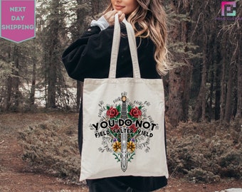 You Do Not Yield Tote Bag, SJM Quotes Tote Bag, SJM Merch, A Court of Thorns and Roses Tote Bag, Throne of Glass Tote Bag