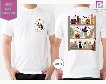 Retro Ghost Reading Books Shirt, Librarian Ghost Halloween, Halloween Teacher Shirt, Halloween Shirt, Teacher Gift