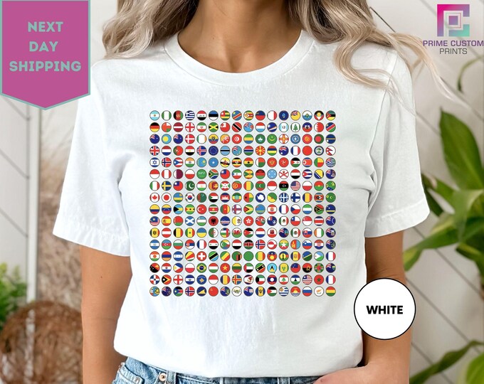 World Flags T-shirt Cool Travel 256 Flag International Tee, Learning ...