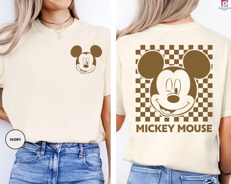 Mickey Classic Retro Disney Shirt, Vintage Mickey Tee, Mickey Mouse Shirt, Unisex Family Vacation Outfit, Customizable Double Side Shirt image 2
