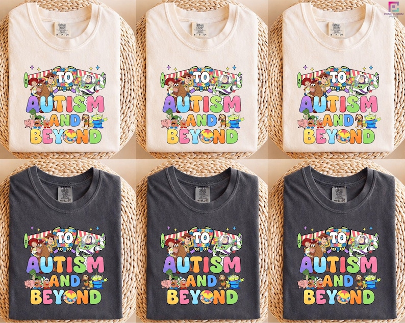 a woman wearing a t - shirt that says autism awareness and beyond