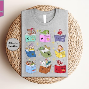 Disney Princess Sidekicks Book Club Shirt, Book Lover Gift, Dwarfs Librarian Tee, Mushu Pascal Flounder, Disney Tee