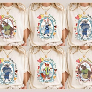 Camisetas personalizadas de todos los personajes para el viaje a Disney 2026, camisetas familiares a juego de Disney, camisetas de Zootopia de Disney, camiseta de viaje a Disney imagen 1