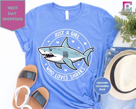 Funny Shark Shirt, Just A Girl Who Loves Sharks, Shark Shirt for Gift, Shark Shirts, Sharks Lover Shirt, Animal Shirt
