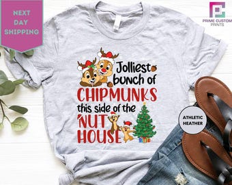 Chemise de Noël Disney Chip and Dale, Double Trouble Jolliest Bunch très joyeux Noël lumières, chemise de Noël Chipmunks