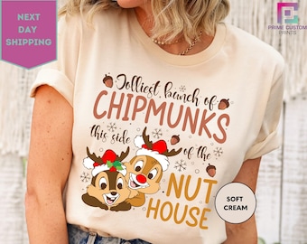 Disney Chip and Dale Christmas Shirt, Double Trouble Jolliest Bunch Very Merry Christmas Lights, Chipmunks Xmas Shirt