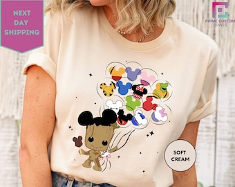 Groot Disney-shirt, Halloween-groot T-shirt, Mickey Ears-shirt, Groot met ballon-shirt, Guardians of the Galaxy