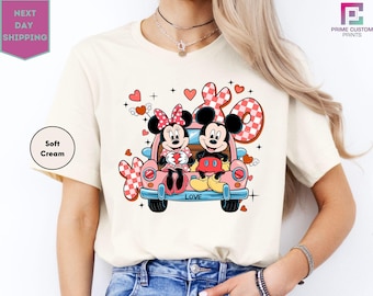 Vintage Mickey Minnie Love Hearts Disney Valentine on Main Street Shirt, Happy Valentine's Day 2026 Disney Couple Matching
