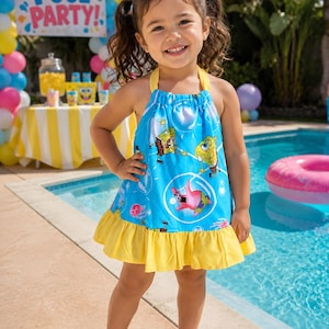 spongebob birthday dress iron on transfer tulle Long Sleeve Embellished Cowl Women's size:18W