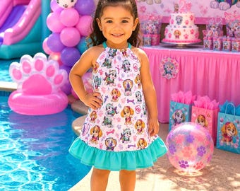 Toddler Puppy Birthday Ruffle Dress