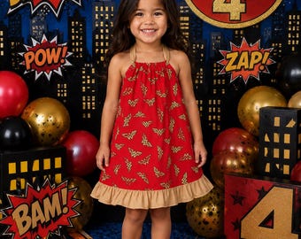 Superhero Girl Dress, Comic Hero Dress, Spider Web Dress, Action Hereo, Handmade Dress