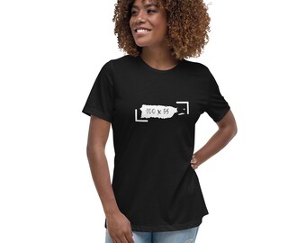 T-shirt comoda da donna con mappa di Porto Rico 100x35