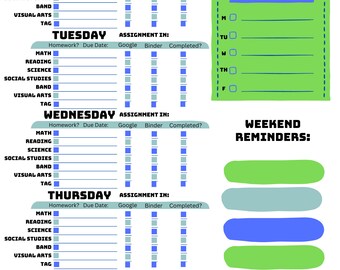 Ausfüllbarer Easy School Planner für Kinder mit ADHS