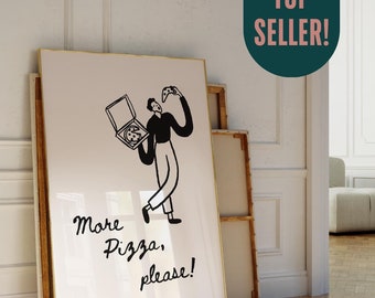Pizza Print: Funny Kitchen Decor, Minimalist Wall Art (Digital Download)