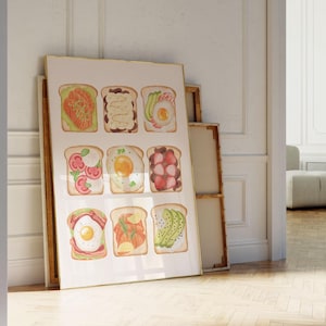 Breakfast Toast Art Print: Trendy Kitchen Foodie Decor (Digital Download)
