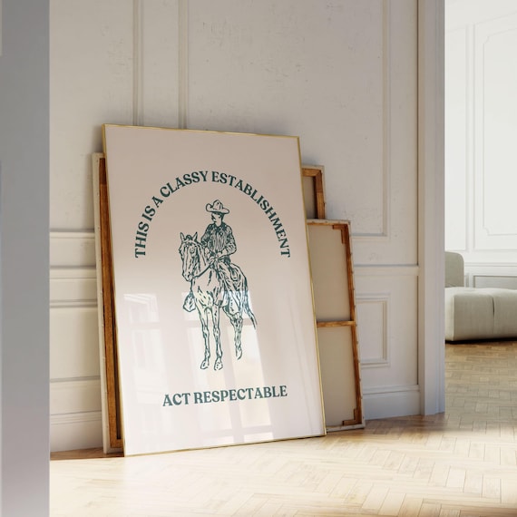 Funny Western Cowboy Art Print: Classy Establishment (Digital Download)