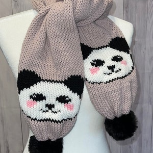 Blushing Panda Bear Scarf PATTERN Only/ Circular Knitting Machine/PDF Pattern/Knitting Machine Pattern/ Addi Machine Pattern